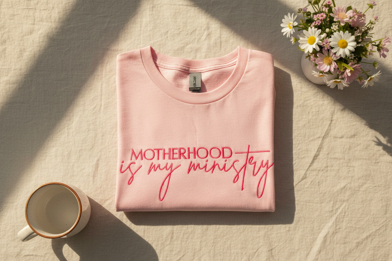 Motherhood Is My Ministry Embroidery Shirt