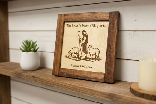 Personalized Psalm 23:1 KJV Engraved Wood Sign